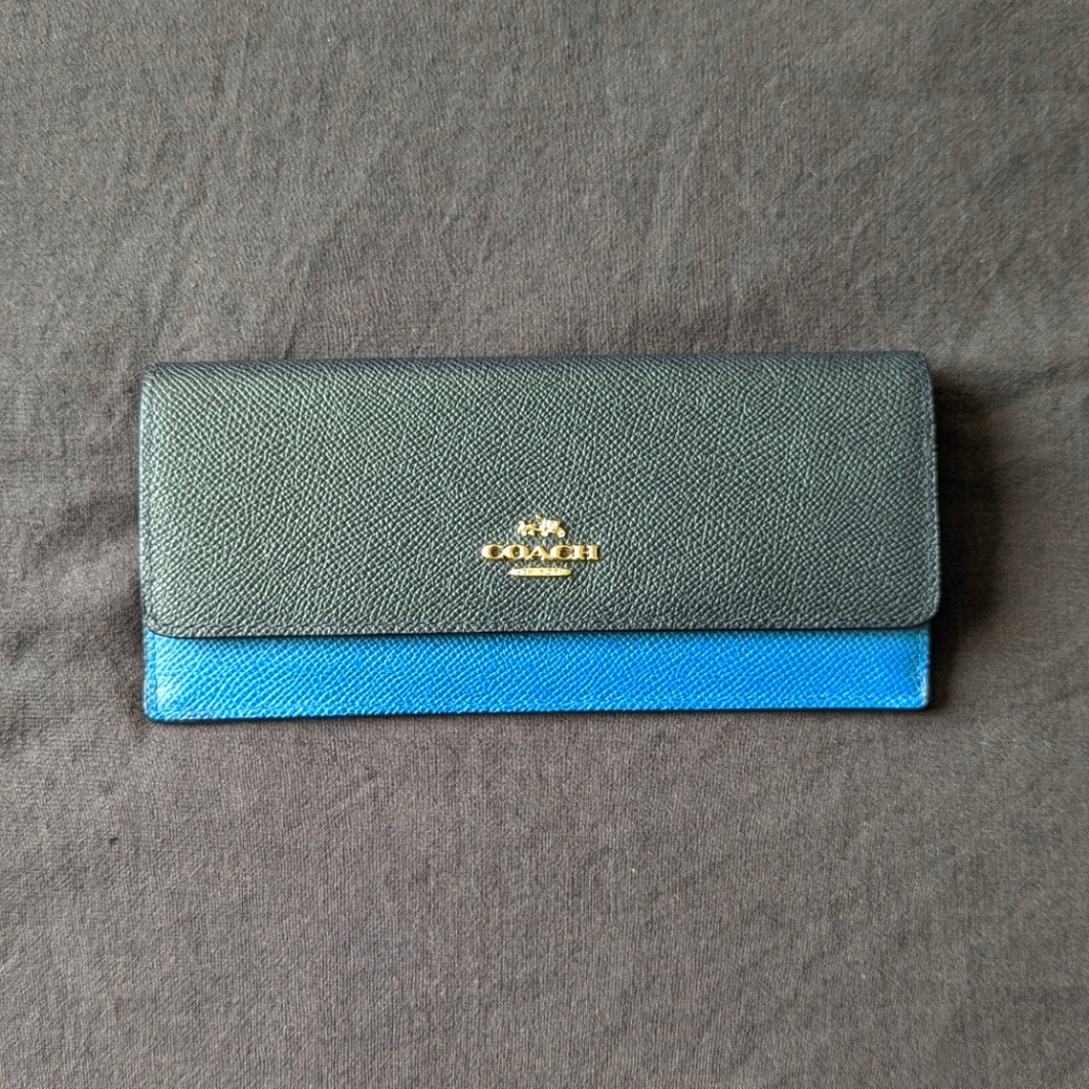 Coach Slim Envelope Color block Leather Wallet